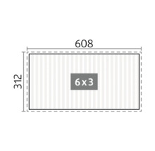 Dessin technique avec dimensions 608 x 312 et surface 6 x 3