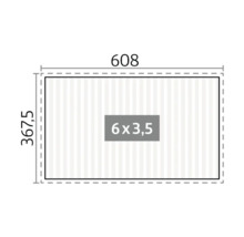 Diagramme avec les dimensions 608 sur 367,5 et une surface de 6 sur 3,5