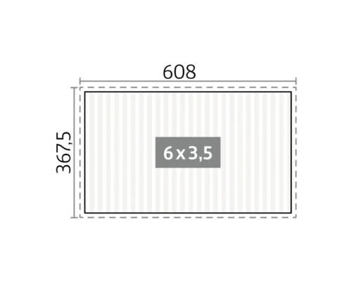 Diagramme avec les dimensions 608 sur 367,5 et une surface de 6 sur 3,5