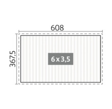 Plan avec les dimensions 608 par 367,5 et une surface de 6 par 3,5
