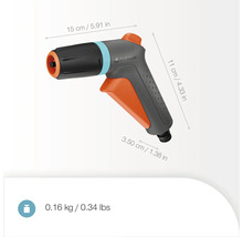 Pistolet de nettoyage Gardena avec dimensions et poids