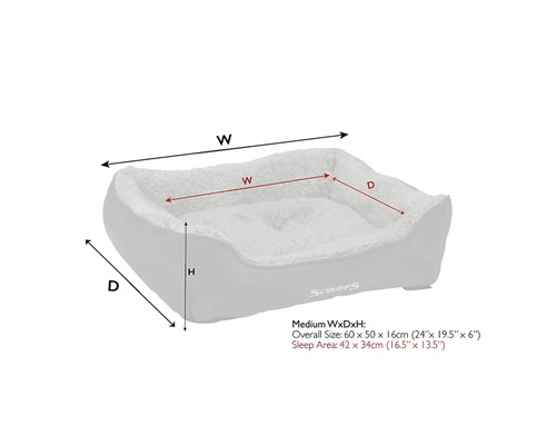 Image d'un lit pour chien avec indication des dimensions