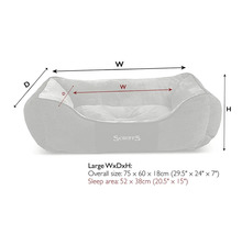 Dimensions du lit pour chien Largeur x Profondeur x Hauteur avec logo Scruffs