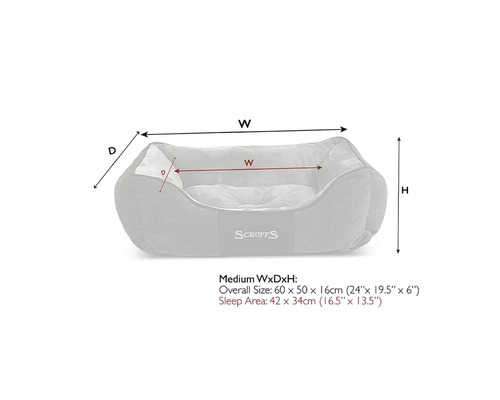Indications de taille pour un lit pour chien Scruffs de taille moyenne