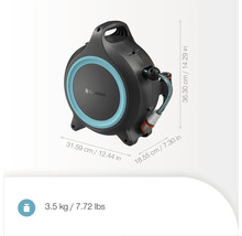 Dévidoir mural Gardena avec tuyau et dimensions