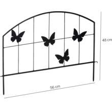 Clôture de jardin en métal avec motifs papillons, 56 x 48 cm