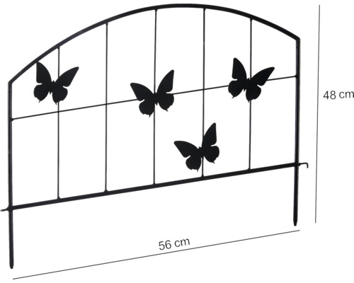 Clôture de jardin en métal avec motifs papillons, 56 x 48 cm