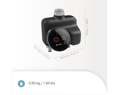 Distributeur d'eau intelligent Gardena avec dimensions