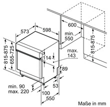 Dimensions du lave-vaisselle en millimètres