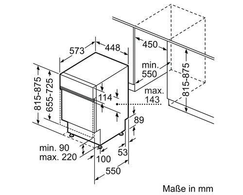 Dimensions du lave-vaisselle en millimètres
