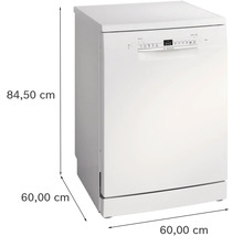 Lave-vaisselle pose libre avec des dimensions de 84,50 cm de hauteur et 60 cm de largeur et de profondeur.