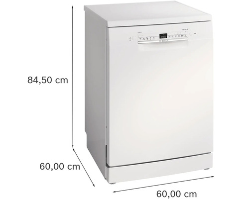 Lave-vaisselle pose libre avec des dimensions de 84,50 cm de hauteur et 60 cm de largeur et de profondeur.