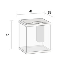 Aquarium avec des dimensions de 41 x 36 x 47 centimètres