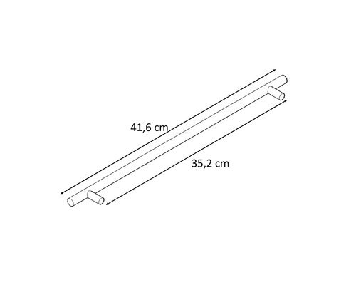 Dessin d'une poignée de barre avec les dimensions 41,6 cm et 35,2 cm.