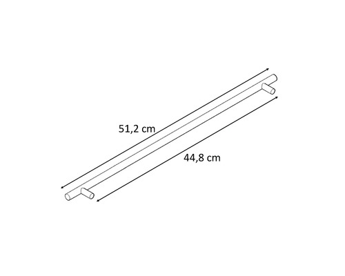 Diagramme d'une barre de 51,2 centimètres avec un espacement de 44,8 centimètres