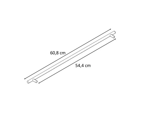 Schéma technique d'une barre mesurant 60,8 cm et 54,4 cm