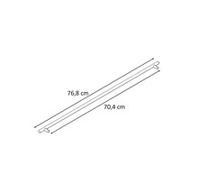 Schéma d'une barre de douche avec des dimensions de 76,8 cm et 70,4 cm.