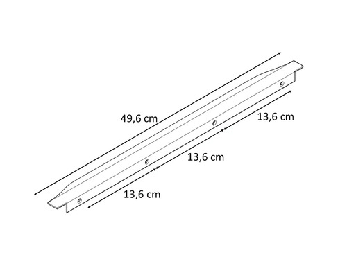 Profilé métallique avec des dimensions de 49,6 cm et 13,6 cm
