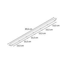 Rail de montage avec trous de perçage et dimensions 89,6 centimètres et 13,5 centimètres