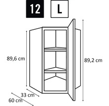 Dessin technique d'un élément haut d'angle avec dimensions.