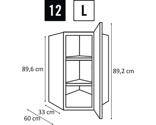 Dessin technique d'un élément haut d'angle avec dimensions.