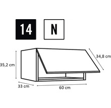 Schéma technique d'une armoire suspendue avec dimensions