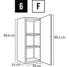 Schéma technique d'un meuble haut avec les dimensions 89,6 x 33 x 30 cm