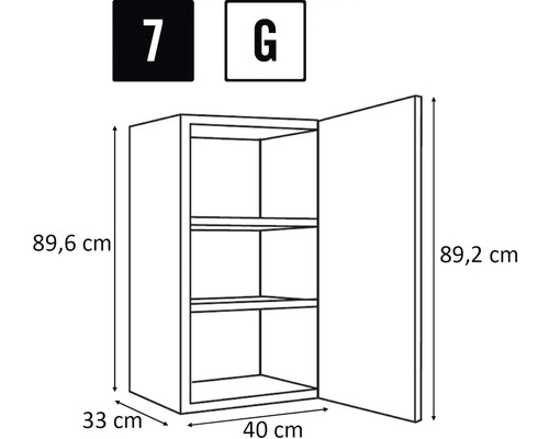 Armoire avec porte et trois compartiments, dimensions 89,6 x 40 x 33 cm