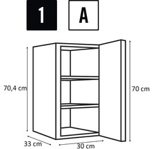 Image d'un meuble haut avec dimensions.