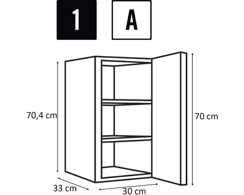 Image d'un meuble haut avec dimensions.