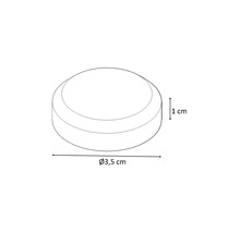 Zeichnung einer Abdeckkappe mit Durchmesser 3,5 cm und Höhe 1 cm