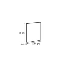 Schéma d'un élément d'armoire de 70 cm de haut, 59,6 cm de large et 1,6 cm de profondeur