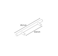 Zeichnung eines Möbelgriffs mit den Maßen 19,2 cm und 12,8 cm