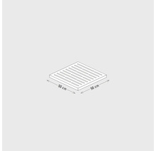 Illustration eines quadratischen Rosts, 50 mal 50 Zentimeter