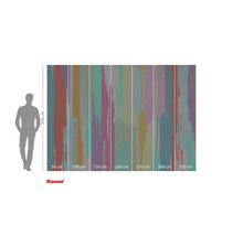 Logo Komar. Illustration d'un papier peint avec motif de couleur et différentes largeurs.