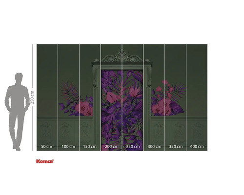 Komar Fototapete mit Blumendesign und Größenangaben