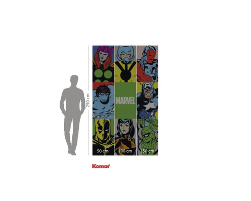 Papier peint photo avec des personnages de bandes dessinées Marvel, 250 sur 150 centimètres