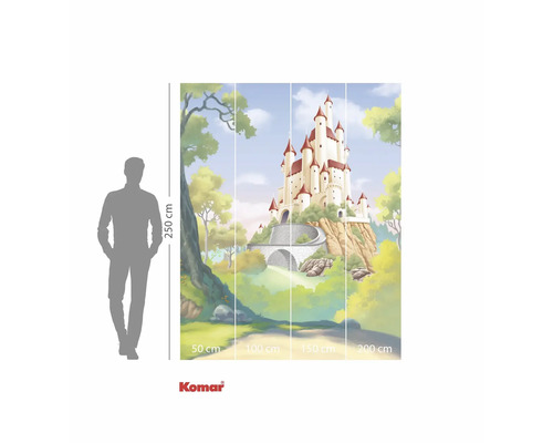 Fototapete mit Schlossmotiv und Größenangaben.