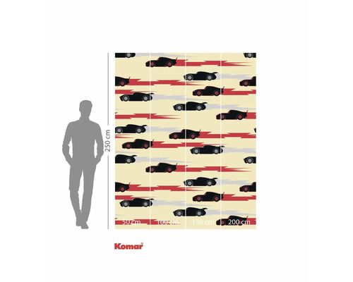 Papier peint photo Komar avec motif de voiture de course et indications de taille