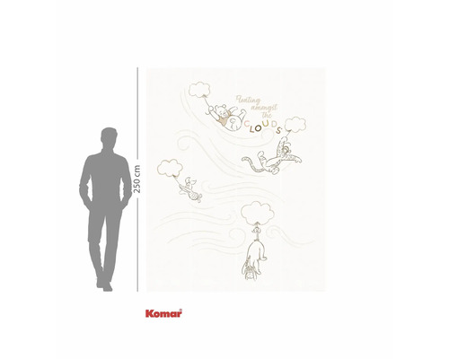 Papier peint photo avec motifs de Winnie l'ourson, Porcinet, Tigrou et Bourriquet dans un design nuageux, hauteur 250 cm