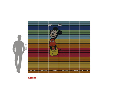 Papier peint photo avec motif Mickey Mouse et rayures horizontales