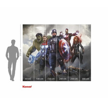 Papier peint photo avec motif Avengers et indications de taille