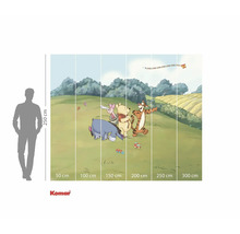 Winnie l'ourson et ses amis sur un papier peint photo avec des indications de taille