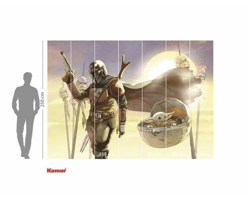 Papier peint Star Wars avec le Mandalorien et Grogu