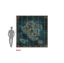 Komar Wandbild mit einer Inselkarte mit Tieren und Pflanzen, Größe 300 mal 280 Zentimeter