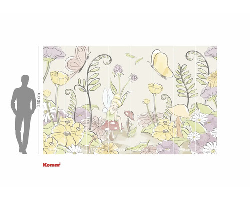 Papier peint photo Komar avec motif de conte de fées, comprenant des fleurs et des papillons