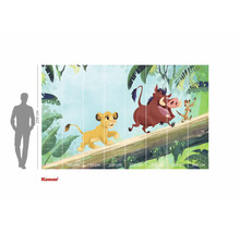 Papier peint photo représentant une scène de jungle du film Le Roi Lion avec Simba, Timon et Pumbaa.