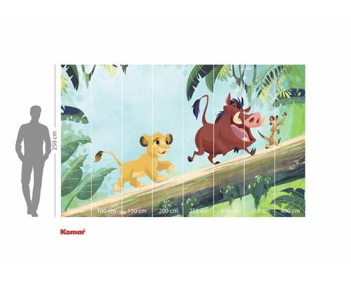 Papier peint photo représentant une scène de jungle du film Le Roi Lion avec Simba, Timon et Pumbaa.