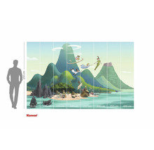 Peter Pan Fototapete mit Inselmotiv und Größenangaben