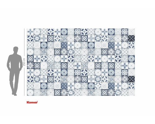 Papier peint photo avec motif de carreaux de style vintage, hauteur 250 cm